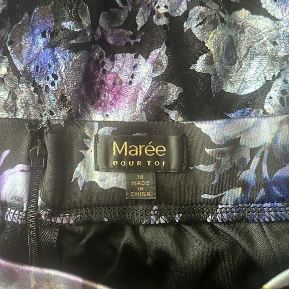 Marée Pour Toi Lace Lined Skirt Lilac Print, Size 18 New w/Tag - Picture 7 of 12